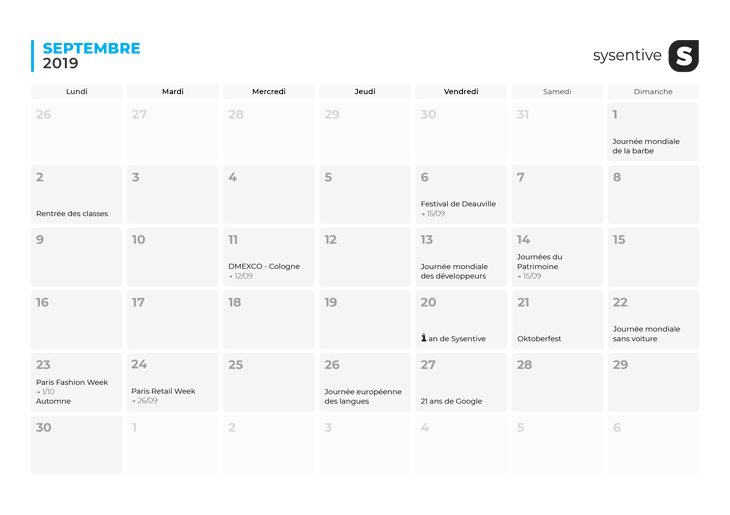 Le mois de mai du Calendrier Marketing 2019 de Sysentive.